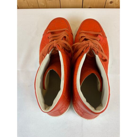 GUCCI MEN HIGH TOP ORANGE SNEAKERS- Size 9, fit like size 10 - Picture 5 of 8